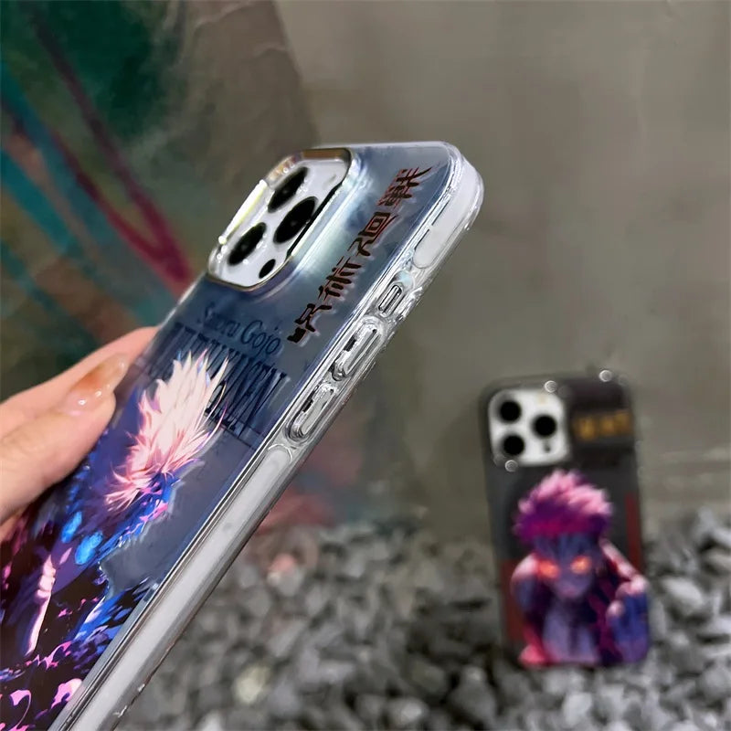 Cute Jujutsu Kaisen Anime Satoru Gojo Phone Case For iPhone 11 12 13 14 15 Pro Max Luxury Electroplated Shockproof Back Cover