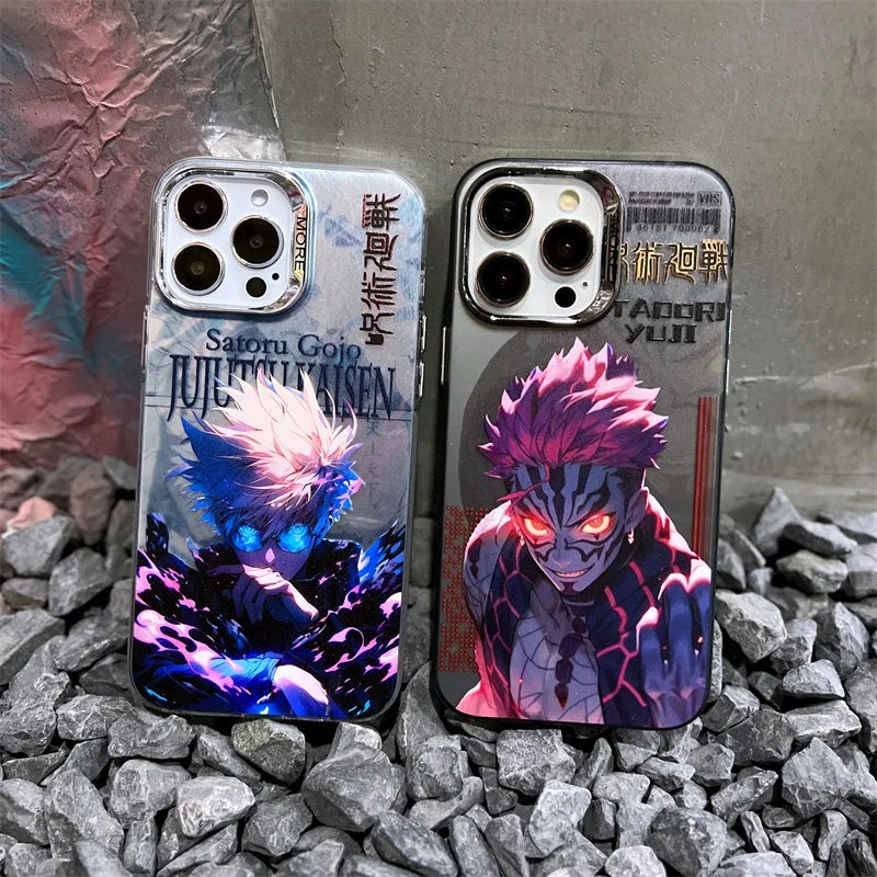 Cute Jujutsu Kaisen Anime Satoru Gojo Phone Case For iPhone 11 12 13 14 15 Pro Max Luxury Electroplated Shockproof Back Cover