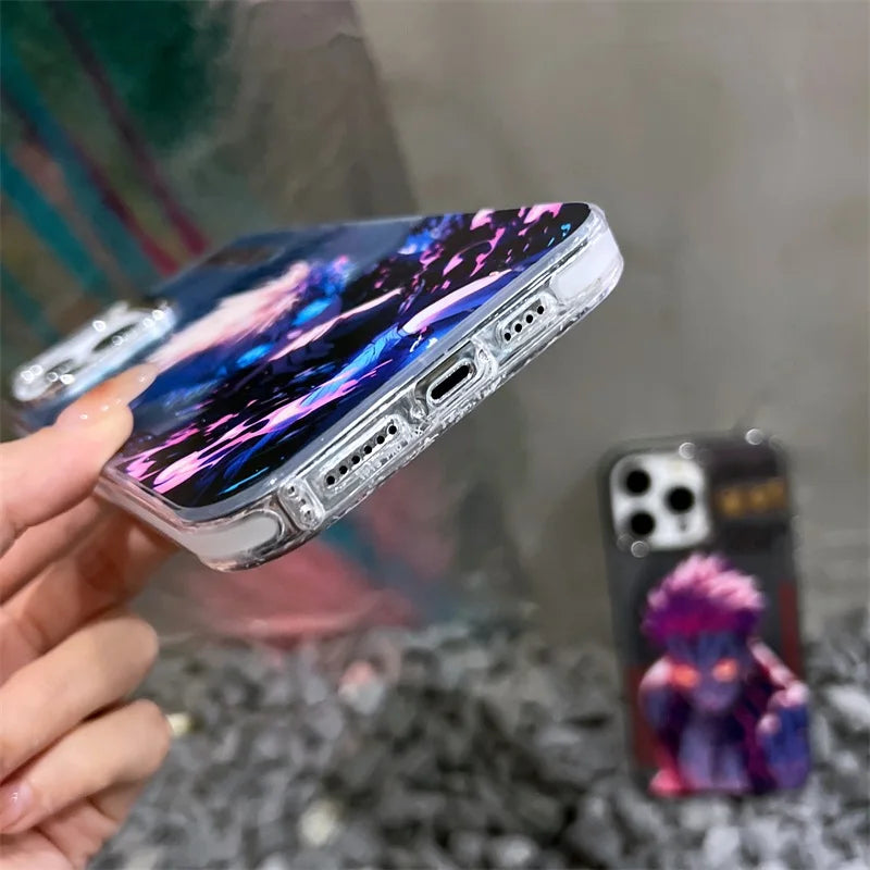 Cute Jujutsu Kaisen Anime Satoru Gojo Phone Case For iPhone 11 12 13 14 15 Pro Max Luxury Electroplated Shockproof Back Cover