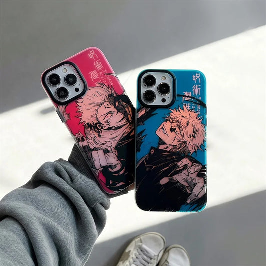 Cute Anime Jujutsu Kaisen Satoru Gojo Graffiti Laser Phone Case For iPhone 15 14 13 12 11 Pro Max IMD Shockproof Silicone Coque